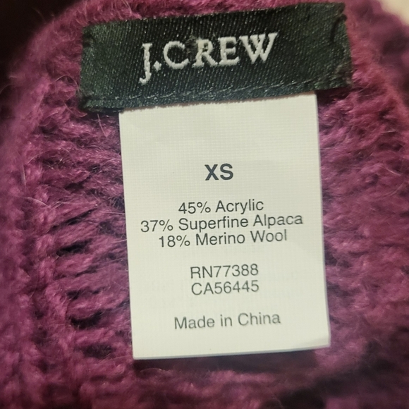 J. Crew Women's Purple Alpaca Wool Blend Crewneck Cableknit Sweater Size XS - Picture 4 of 4